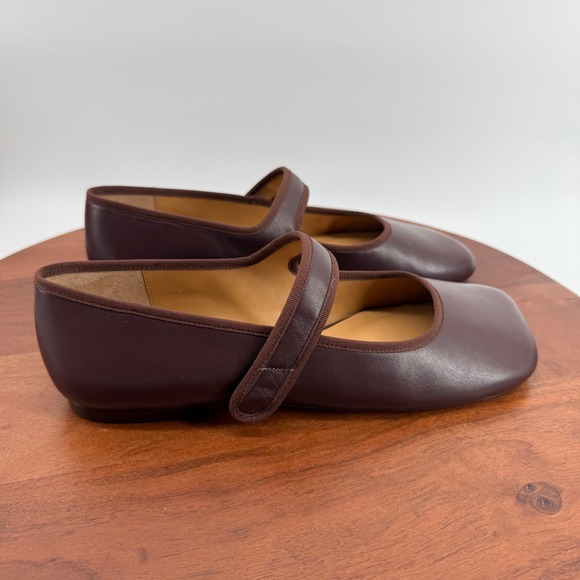 Maeve Shoes - Maeve Square Toe Mary Jane Flats Brown Leather Anthropologie Brazil  Womens 8